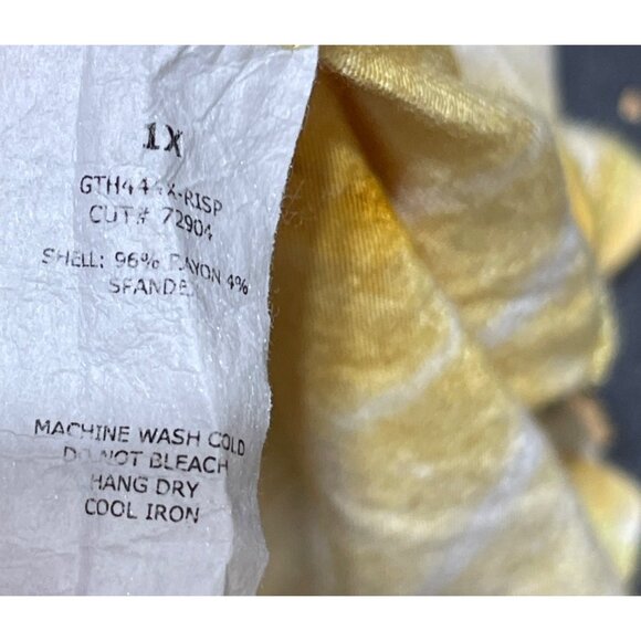 Green Envelope Knit Top Size 1X Yellow White Tie Dye Stretch - Picture 6 of 6